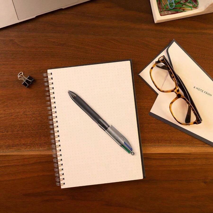 4 Color Grip Retractable Ballpoint Pen, Long-Lasting Ink And Comfortable Grip, 12-Countcute Pens In Assorted Inkteacher Appreciation Gifts - 握把筒身 + 黑色,藍色,綠色,紅色墨水 - 查看 1