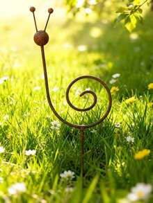 Rusty Metal Snail Plant Support Stake/Minimalist Garden Decor - Suitable For Countryside Style Yard, Lawn And Garden Decoration, Snail Sculpture Gift For Friends And Colleagues - Snail Decorative Pile - View 4