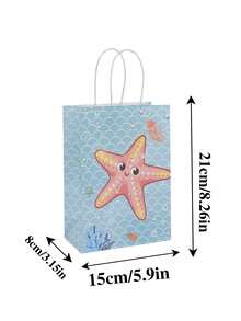 4/12/25pcs Cute Cartoon Ocean Series Design Gift Bags, Various Seahorse, Starfish, Shell, Mermaid, Squid, Pearl Patterns, Suitable For Wedding, Bridal Party, Birthday, Business Shopping, Party Favors, Graduation - Colorful Paper Bags Gifts, Suitable For Holidays, Events, Reunions, Parties And Various Occasions - Multicolor - View 4