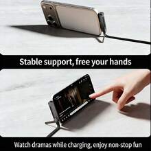 2-In-1 240W Super Fast Charging Cable With Invisible Phone Stand, Type-C Charger Cord For Gaming Office Car Travel, Durable Black - Samsung - View 6