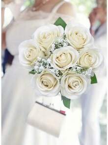 10 Stücke realistische künstliche Seidenrosen Blumenstrauß mit langen Stielen, lebensechte & langanhaltend weiße Rosenstrauß für Hochzeit, Zuhause, Party & elegante Tischdekoration Rosen-Arrangements Hochzeitsdekoration - Verschiedenfarbig - Übersicht 5