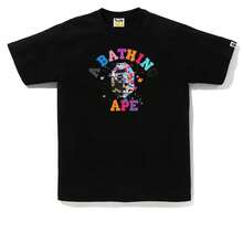 BAPE Us College Sta Tee A Bathing Ape Colorful Lettering Print Oversized Cotton T-Shirt - 黑色 - 查看 5