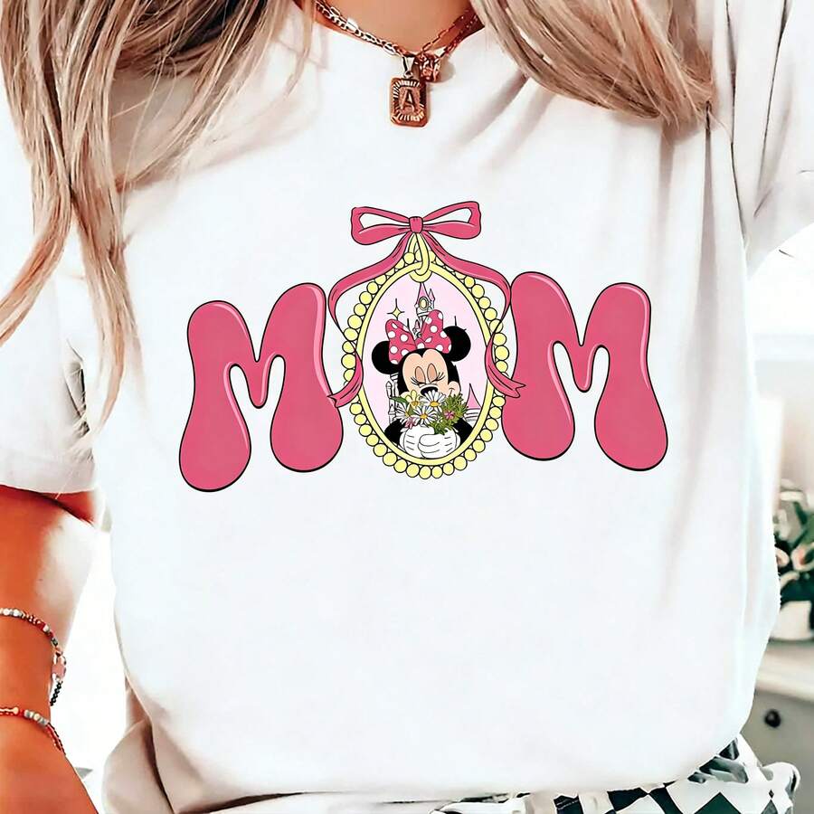 Minniemom's Bow Shirt, Personalized DisneyMother's Day Gift, T-Shirt For New Mom, Trip To Disneyland. - trắng - Xem 1