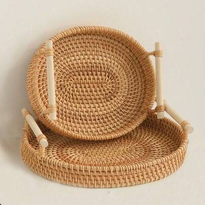 1 chiếc khay đan thủ công, khay đựng đồ ăn nhẹ và trái cây hình bầu dục di động kiểu Nhật, dùng để sắp xếp và bảo quản, thích hợp để đựng đồ, trang trí, trang trí nhà nông thôn, khay đựng chậu hoa và nến, phụ kiện ngày lễ, đồ dùng tiệc sinh nhật, quà tặng sinh nhật, đồ dùng tiệc tùng, nhà bếp, quà Giáng sinh