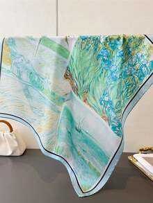 1 chiếc khăn bandana in họa tiết tranh sơn dầu hình tứ giác, thích hợp cho bãi biển, kỳ nghỉ. - Nhiều màu - Xem 4