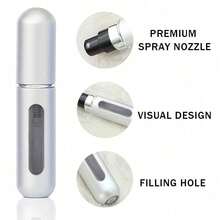Frasco de perfume portátil recarregável (1 unidade), mini atomizador spray com bomba na base, borrifador de fragrância com visor, ideal para viagens, frasco de perfume recarregável, item essencial para viagens, frasco de perfume recarregável feminino, frasco spray com bomba, borrifador de fragrância para viagem, frasco de viagem selado à prova de vazamentos, em conformidade com as normas da TSA para líquidos. - 8ml - Ver 5