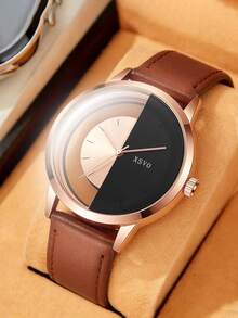 1 pièce Montre-bracelet à quartz pour hommes d'affaires, marque de luxe supérieure, bracelet  PU - Style élégant et confortable, convient pour un port quotidien, anniversaire, cadeau pour femme, anniversaire, fin d'année, Cyber Monday, d'Halloween et autres cadeaux de fête, sans boîte-cadeau incluse - Montres pour hommes - Voir 15
