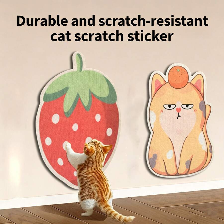 Tấm cào móng hình mèo hoạt hình mới, thảm cào móng chống rụng lông, đồ chơi cào móng treo tường cho mèo. - Một cỡ - Xem 1