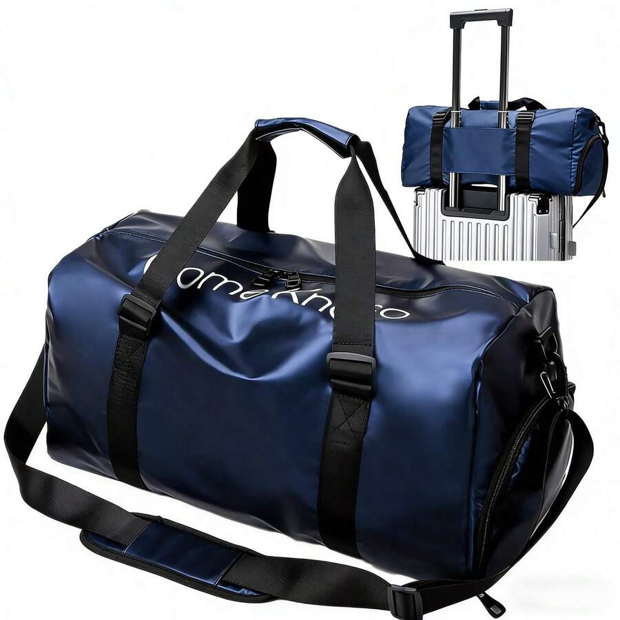 BAGCO Bolsa de gimnasio unisex impermeable con compartimento para zapatos y bolsillo impermeable; bolsa deportiva multifuncional para el fin de semana, adecuada para viajes, deportes, fitness y entrenamientos. - Azul - Ver 1