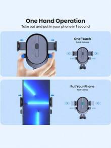 1pc Universal Black ABS Multifunctional Car Phone Holder, Air Vent Mount, Navigation - 黑色 - 查看 5
