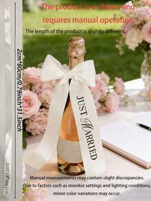1pc/2pcs/3pcs Polyester Champagne Bottle Decorative Ribbon, White Gift Wrapping Bow, Suitable For Wedding Celebration, Birthday Party, Etc. Users Need To Tie The Bow Themselves. - Multicolor - View 2