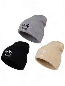 1pc/2pcs Acrylic Embroidered Winter Beanie Hat, Unisex Knit Cap For Autumn & Outdoor Casual Wear - A - View 22