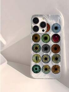 1个时尚艺术恶魔之眼标语图案防水防指纹防刮透明IMD软面光滑手机壳，适合表白、送给朋友、家人、情侣、生日、节日礼物，兼容 17/17 Plus/17 Pro/17 Pro Max - 彩色 - 查看 1