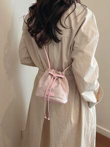 Túi xô thêu kiểu Trung Quốc mới mùa xuân 2026, túi đeo vai tối giản độc đáo dành cho nữ. - Hồng - Xem 2