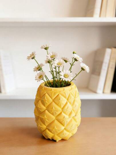 1pc Creative Pineapple Shaped Pen Holder & Mini Planter, Unique Desktop Stationery Storage, Suitable For Study And Office, Fashionable Storage, Artistic Gift And Desktop Decor