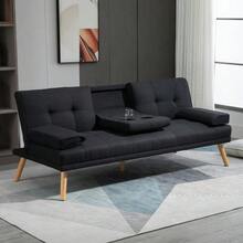 Sofa Bed, 3-Seater Sofa Bed With Fold-Down Table, Cup Holder, Bed Sofa With Linen Look, In Scandinavian Design, Load Capacity Up To 250 Kg, For Living Room, Grey - Gray - View 7