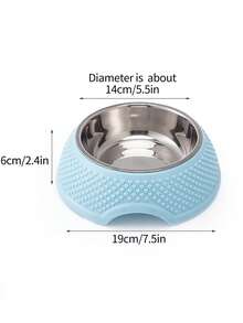 1pc Stainless Steel Anti-Spill Pet Bowl, Starry Sky Design, Cat/Dog Food Dish - 500ml - View 2