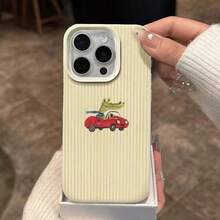 1 pièce Étui de téléphone en TPU à motif de crocodile rayé jaune mignon, convenant pour iPhone 17 Pro Max/17/16 Pro Max/15/13/12/11, S20 FE/A15/S24/A55, Note 11/Note 12/Note 13 Pro. Étui de protection souple anti-chute avec couverture complète - Blanc - Voir 3