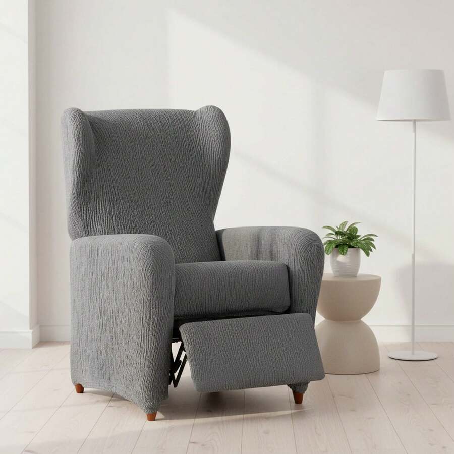 Kiva Universal And Versatile Recliner Chair Cover, Various Colors Available – Easy-To-Fit Protective Chair Cover For Backrest, Seat And Arms - Troy Abu-abu - View 1