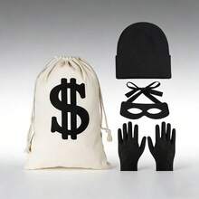 Bộ đạo cụ hình dấu đô la, trang phục Halloween, phụ kiện trò đùa trộm cắp. - Đen và trắng - Xem 15