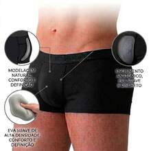 John Skull Cueca Mini Boxer com Bojo Frontal - Aumento Imediato p - Preto - Preto - Visão 1