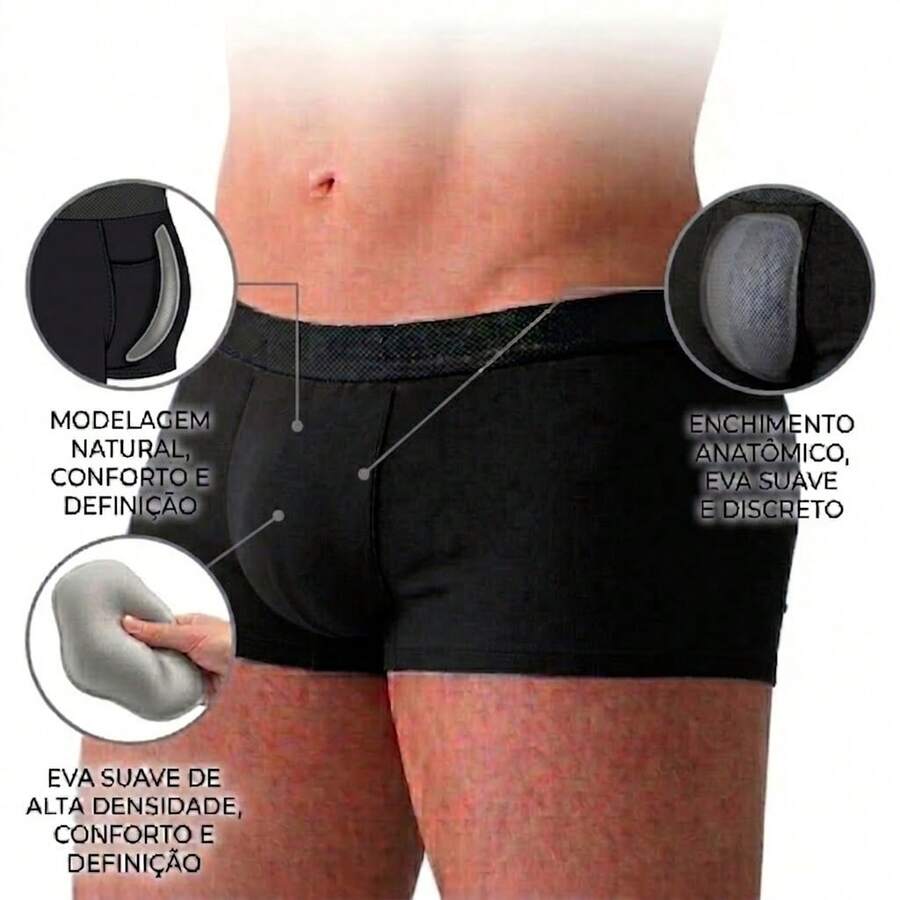 John Skull Cueca Mini Boxer com Bojo Frontal - Aumento Imediato p - Preto - Preto - Visão 1