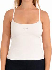 Women's Tank Top For Gym With Thin Straps, Slim Fit, Plain Polyamide, No Padding, With Double Fabric At The Bust - trắng - Xem 4