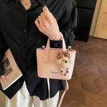 Túi xách da PU cao cấp, kiểu dáng dễ thương với chi tiết nơ hình chú chó, túi đeo chéo thanh lịch dành cho nữ. - Hồng - Xem 8