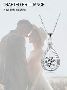 Mặt dây chuyền hình giọt nước bằng bạc S925 đính đá Moissanite, thích hợp làm quà cầu hôn, kỷ niệm, quà Valentine cho người yêu, phong cách tối giản đeo hàng ngày. - trắng - Xem 6