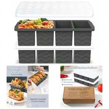 Silicone Freezer Molds Soup With Lid U2013 1 - Cup Soup Container Style Cube Trays Freezer, Meal Prep Food Storage, Freeze 250mL/125mL Portions U2013 2 Pack - Xám đậm - Xem 1