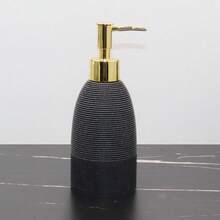 奢华树脂液体皂液器/沐浴露瓶/可重复灌装瓶，条纹设计浴室乳液瓶，高端洗发水空瓶套装 - 砂細高線圈瓶 - 查看 9