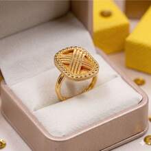 1 chiếc nhẫn đồng mạ vàng 24K dành cho nữ, trang sức phong cách châu Phi, Ả Rập, Trung Đông, quà tặng dự tiệc, đám cưới. - Vàng - Xem 4