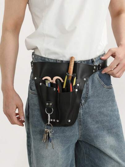 花艺设计师工具套装/工具包，专业园艺用品，日式插花工具，剪刀，铁丝，胶带收纳腰包，男女通用朋克/机车/暗黑风格重型铆钉镶嵌时尚复古