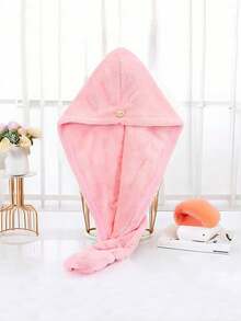 1pc Cute Embroidered Super Absorbent Microfiber Hair Towel, Quick-Drying Hair Cap With Buckle To Prevent Frizz, Suitable For Curly/Long Hair Shower, Perfect Gift For Travel, Halloween, Christmas And More. Also Ideal For Salons, Hotels, Sports, Home And Skincare - Other - View 10