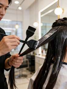 2件套专业染发刷套装 - 轻松上色，均匀着色 - 沙龙专业人士和DIY美发爱好者的理想之选 - 专为在家轻松打造个性造型而设计，包含美发工具、美发产品和配件，适用于沙龙、水疗中心和旅行。 - 黑色 - 查看 1