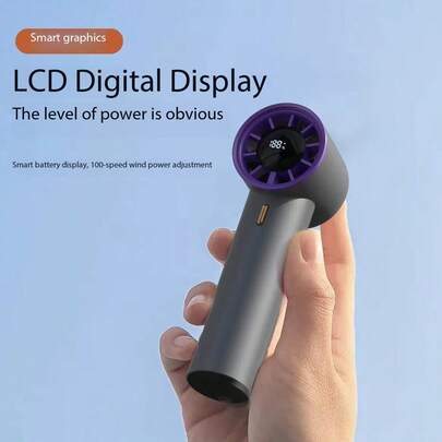 1个男女通用迷你手持USB涡轮风扇，圆润机身，冰凉触感，高容量电池，时尚配色，100级风速可调，静音高速涡轮，便携式设计，适用于户外、露营、海滩、办公室、学校、泳池派对、日常使用、夏季、假期等场合。