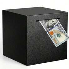 1个黑色不锈钢小猪存钱罐 - 预算和储蓄解决方案，采用易撬开设计 - 成人办公收纳用品 - 黑色 - 查看 5