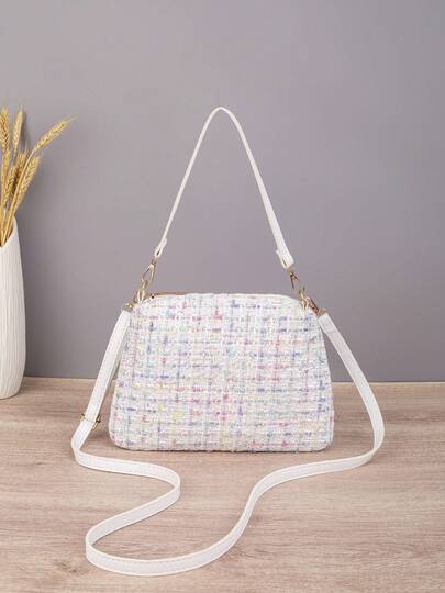 1 chiếc túi đeo chéo vải tweed, ví nhỏ có khóa kéo chần bông dành cho nữ, thanh lịch dùng hàng ngày vào mùa hè, vừa vặn với điện thoại và chìa khóa, vật dụng cần thiết cho kỳ nghỉ, món quà lý tưởng dành cho phái đẹp.