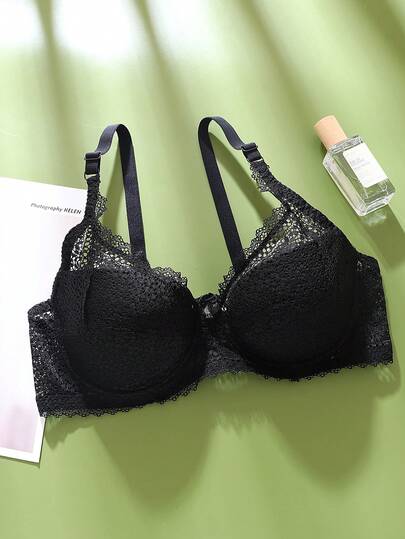 Ultra-Thin Solid Color Lace Sexy Women's Bra, Comfortable French Elegant Daily Underwear, B/C Cup