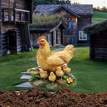 1pc Cute Hen & Chicks Yard Stake, 2D Flat Yellow Chicken Family Garden Decor, Waterproof Farm Animal Lawn Ornament, Suitable For Spring Patio, Balcony & Flower Bed, Ideal Gift For Bird Lovers - A - View 6