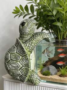 Decoração de Tartaruga Rastejante, Escultura Fofa de Tartaruga para Aquário, Decoração de Paisagem para Tanque de Peixes, Adequada para Casa, Escritório, Aquário, Decoração de Mundo Subaquático para Tanque de Peixes, Adequada para Paisagismo de Aquário, Tanques de Água Doce e Salgada, Acessórios de Decoração para Aquário de Mesa - A - Visão 4