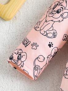1pc Cute Lion Design Infant Newborn Baby Romper - Pink - View 5