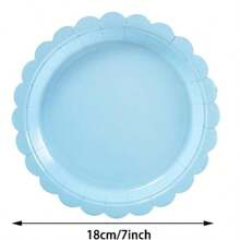 50 Piezas Platos de Papel Azules Degradado Azul Platos de Fiesta de 7" Desechables con Borde Ondulado para Cumpleaños, Boda, Despedida de Soltera, Baby Shower, Suministros de Fiesta, Vajilla de Postre - Ver 7