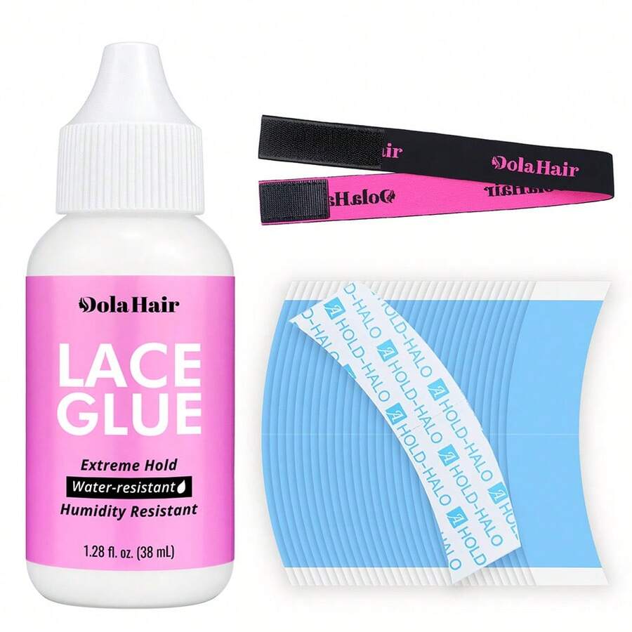 Dola Hair 假发安装工具套装 - 超强粘合剂、假发胶带、可熔胶带和边缘刷,防翘起防水粘合剂组合,适用于全蕾丝假发 - GLUE TYPE 3PCS - 查看 1