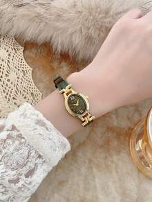 Đồng hồ nữ thạch anh thời trang cổ điển thiết kế tinh tế, phù hợp để đeo hàng ngày, làm quà tặng, dự tiệc thường ngày. - màu xanh lá - Xem 4