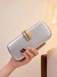 Túi xách dự tiệc cứng cáp, đa năng của Niche Design, túi đeo vai/cầm tay bằng kim loại có dây xích, thích hợp cho tiệc cưới. - Bạc - Xem 5