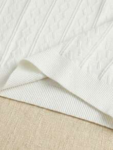 Men's Casual Summer Vacation & Commute Solid Color Textured Fabric Short Sleeve Knit Top - White - View 6