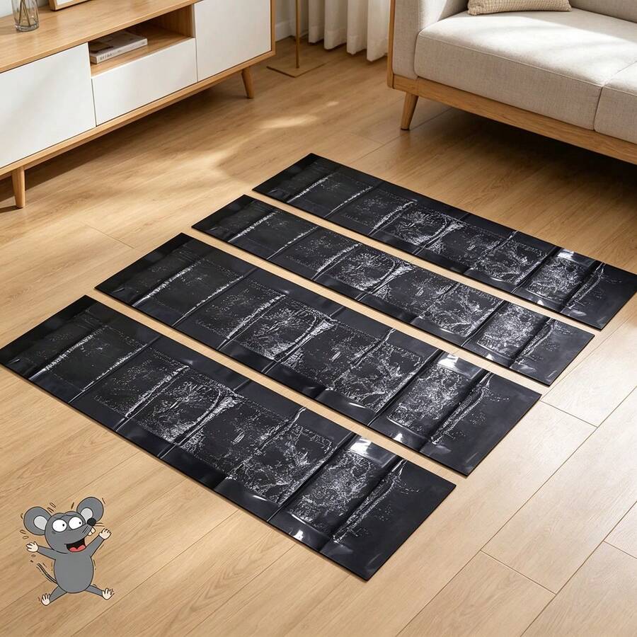 4Pcs Large Super Strong Adhesive Mouse Glue Board, Suitable For Garages, Gardens, Basements, Kitchens, Homes, Indoor And Outdoor, Dining Rooms And Offices (47 Inches). - Màu đen - 47,2 inch - Bộ 4 món - Xem 1
