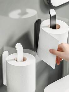Self-Adhesive Toilet Paper Holder, Wall-Mounted Toilet Paper Rack, Multi-Functional Roll Paper Holder - Self-Adhesive Feature, Matte Plastic Design Suitable For Rolls, Fit For Small Spaces, RVs And Campers, Suitable For Bathroom And Kitchen - Multicolor - View 5
