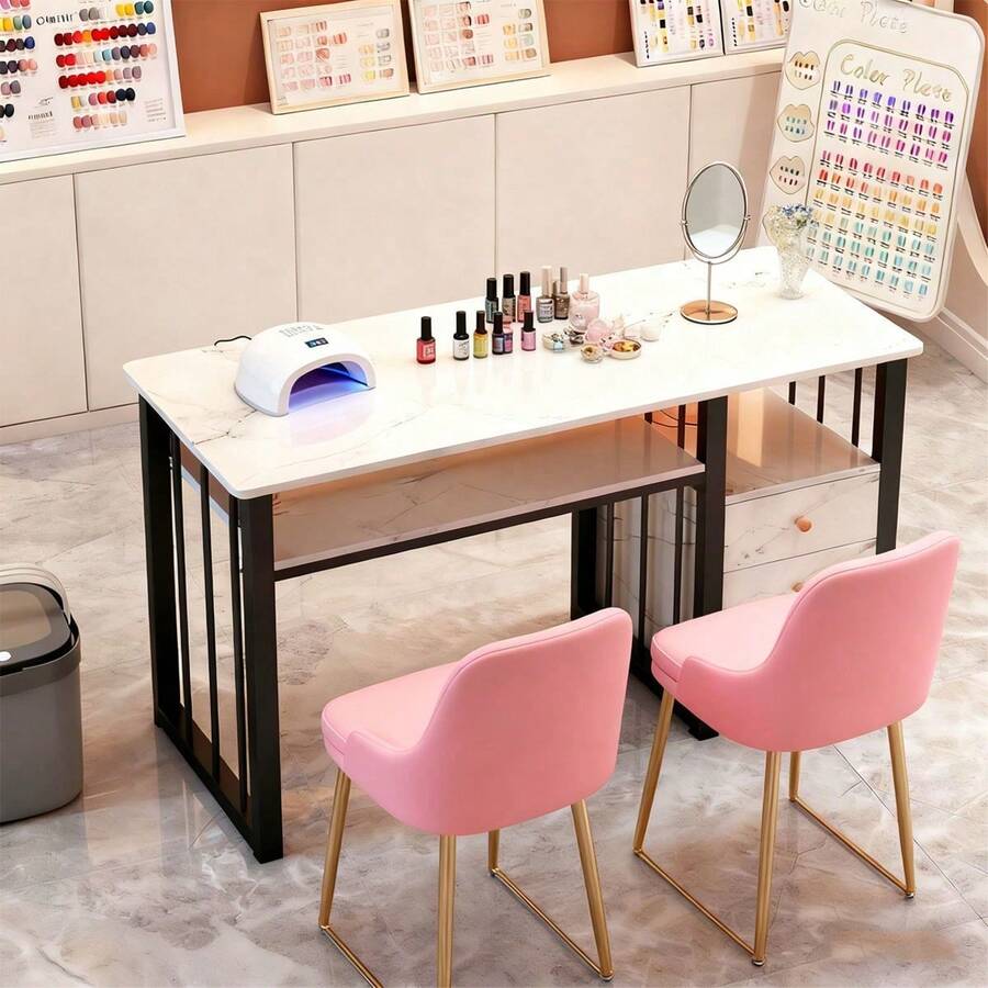 Mesa Manicura Profesional Minimalista Con 3 Cajones ,140cm - Multicolor - Ver 1